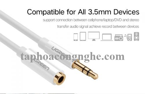 Ugreen 10746 0.5M màu Trắng Cáp âm thanh 3.5mm nối dài AV124 30010746